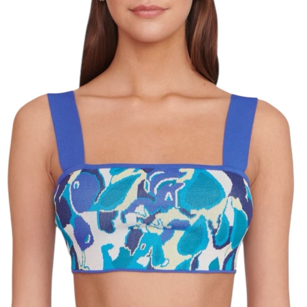 Staud Zola Knit Crop Top in Pacific Paradise SZ M New